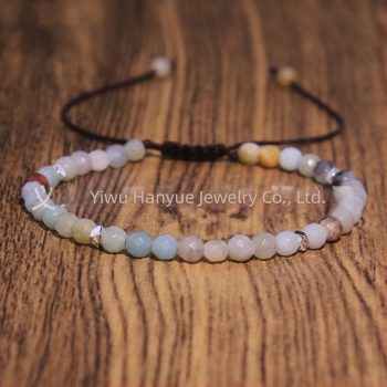 Ženska pleteni narukvica u europsko-američkom stilu, prirodni kamen, ručna izrada, podesiva