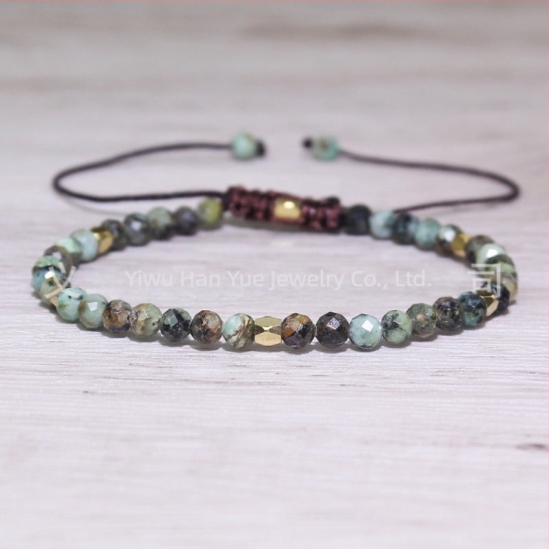 Ženska pleteni narukvica u europsko-američkom stilu, prirodni kamen, ručna izrada, podesiva