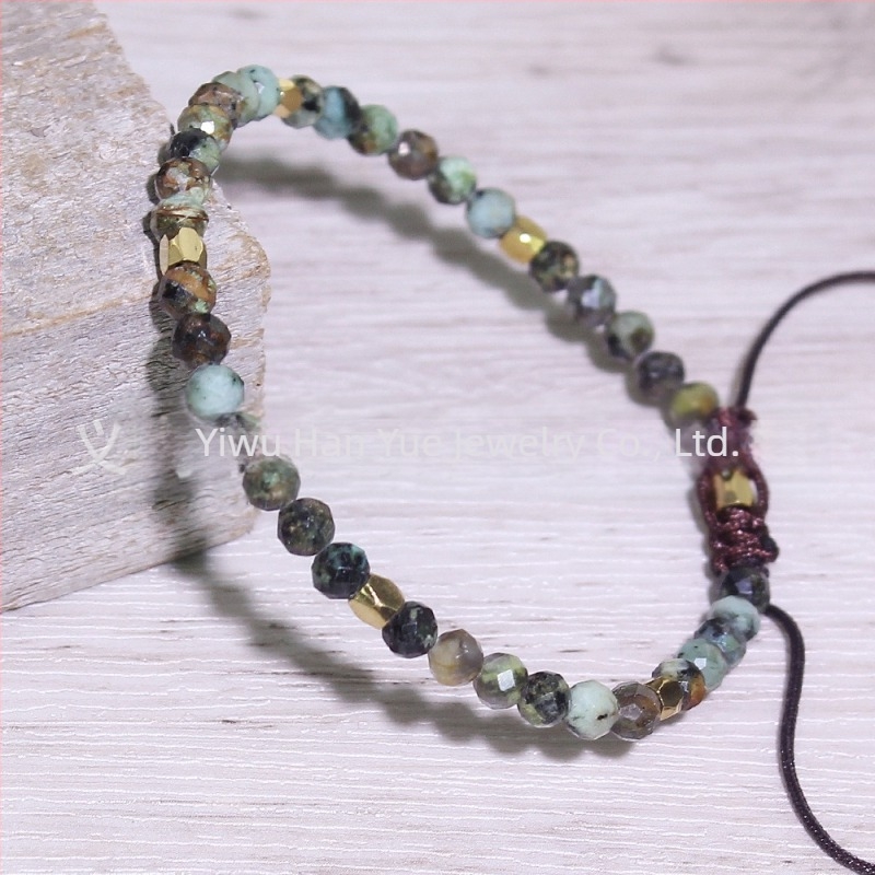 Ženska pleteni narukvica u europsko-američkom stilu, prirodni kamen, ručna izrada, podesiva