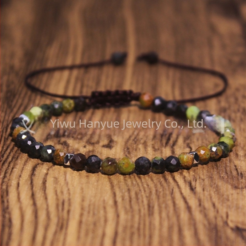 Ženska pleteni narukvica u europsko-američkom stilu, prirodni kamen, ručna izrada, podesiva