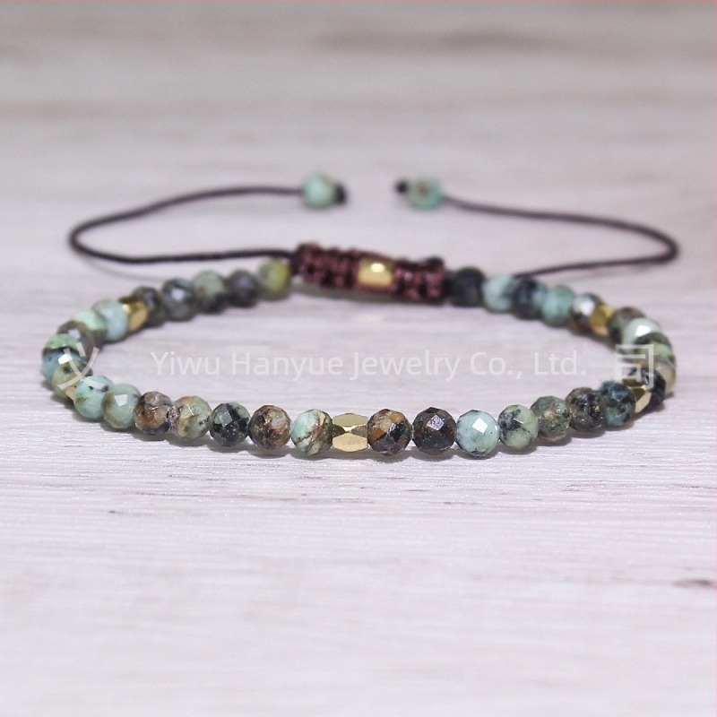 Ženska pleteni narukvica u europsko-američkom stilu, prirodni kamen, ručna izrada, podesiva