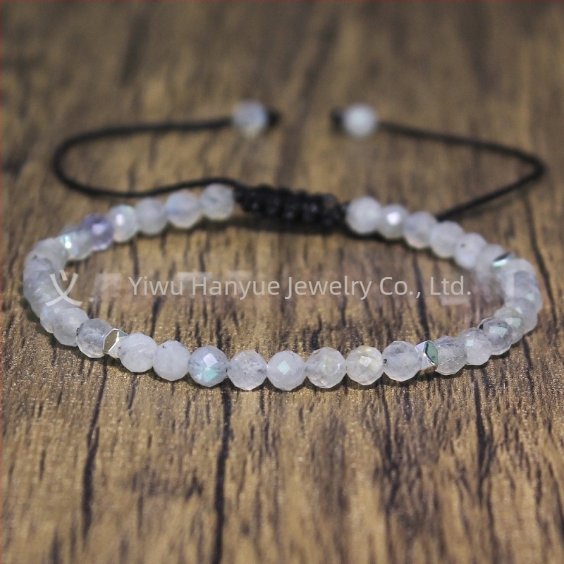 Ženska pleteni narukvica u europsko-američkom stilu, prirodni kamen, ručna izrada, podesiva