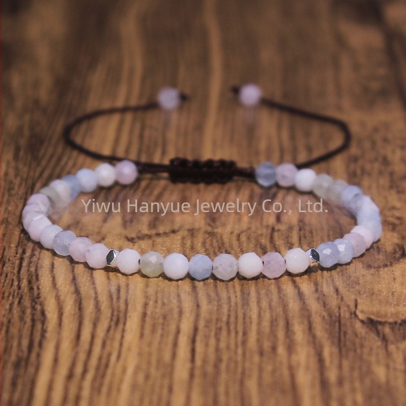 Ženska pleteni narukvica u europsko-američkom stilu, prirodni kamen, ručna izrada, podesiva