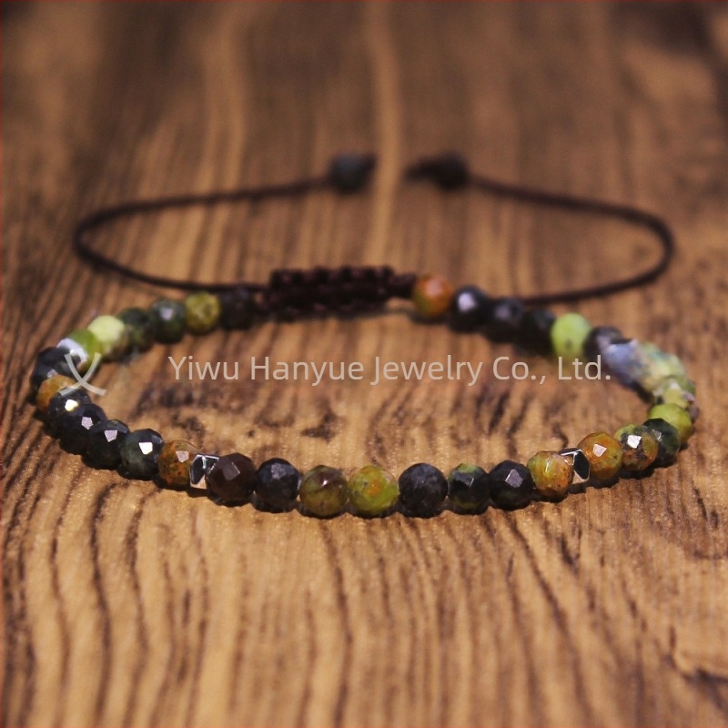 Ženska pleteni narukvica u europsko-američkom stilu, prirodni kamen, ručna izrada, podesiva