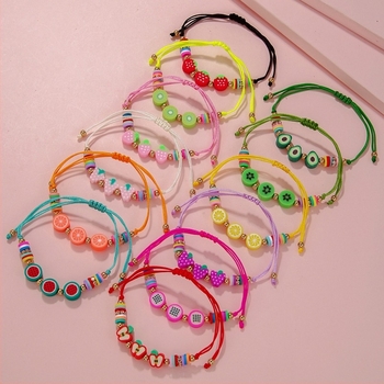 Dječja narukvica s voćnim motivom od meke gline, podesiva šnira za zatezanje, ručna izrada