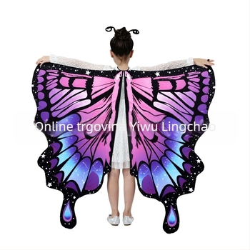 Nova rotirajuća leptirova pelerina-šal za ples trbuha – digitalni tisak krila leptira, unisex, 135 cm, poliester