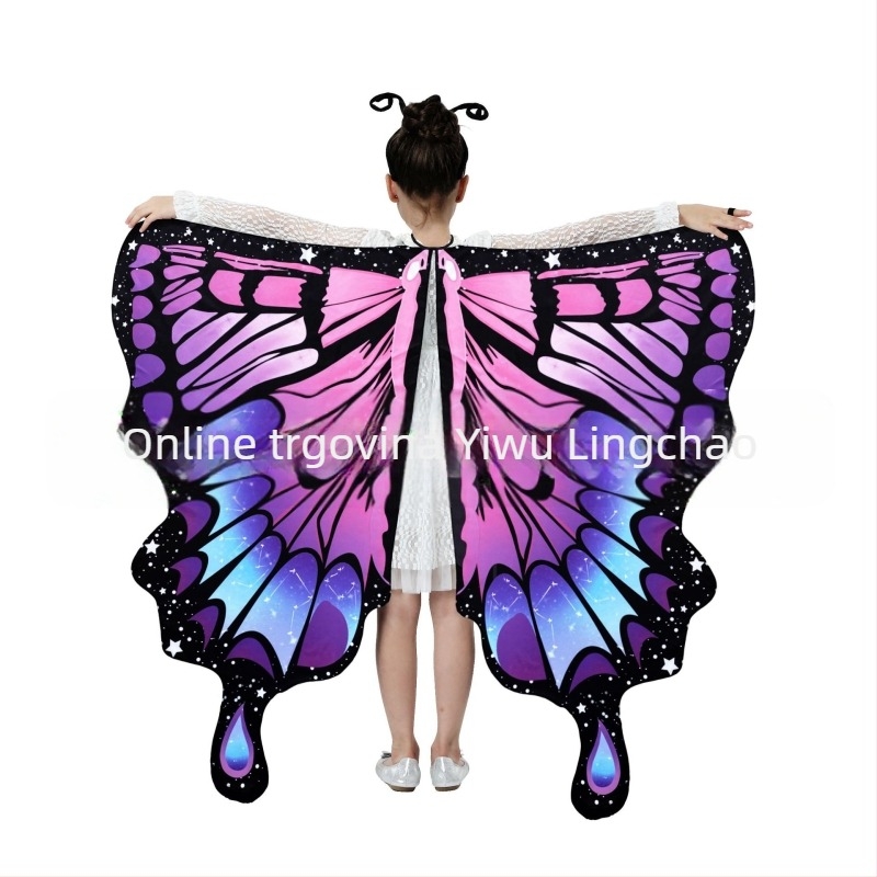 Nova rotirajuća leptirova pelerina-šal za ples trbuha – digitalni tisak krila leptira, unisex, 135 cm, poliester