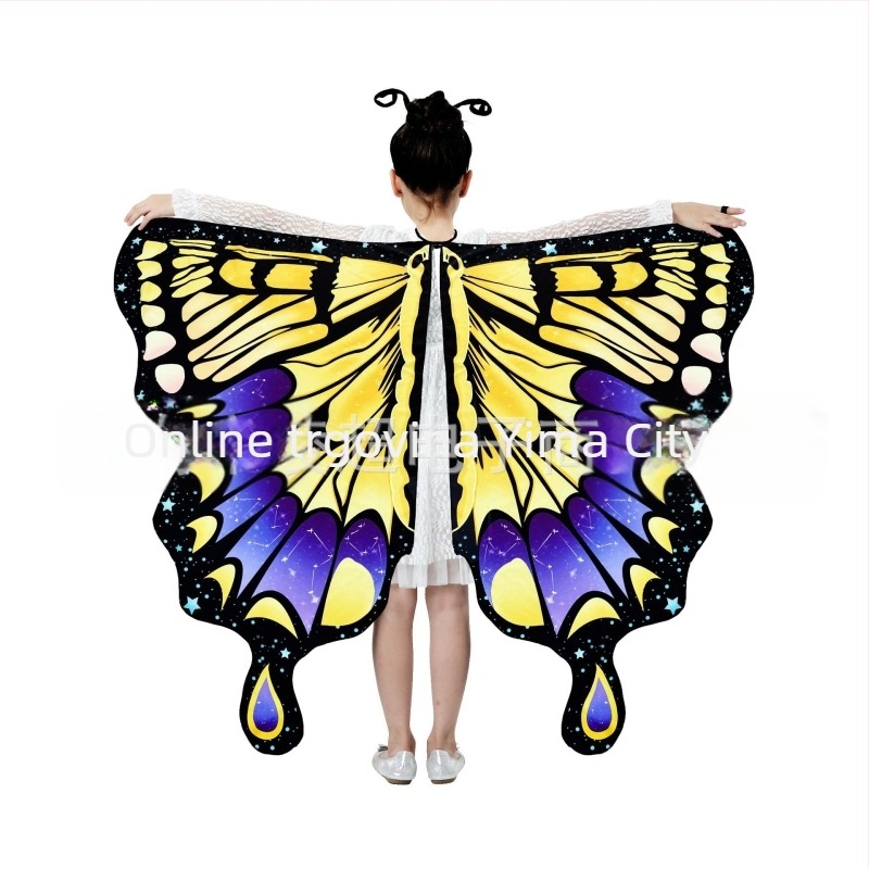 Nova rotirajuća leptirova pelerina-šal za ples trbuha – digitalni tisak krila leptira, unisex, 135 cm, poliester