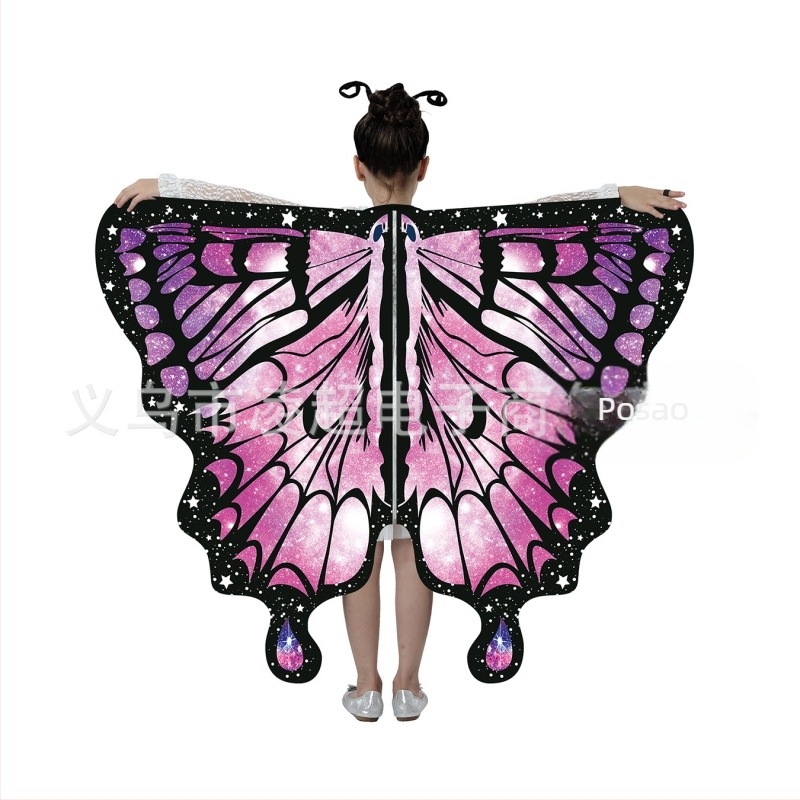 Nova rotirajuća leptirova pelerina-šal za ples trbuha – digitalni tisak krila leptira, unisex, 135 cm, poliester