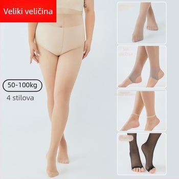 Ljetne ultra-tanke ženske hulahopke velikih veličina, boja kože, bez hvatanja, duljina 9/10