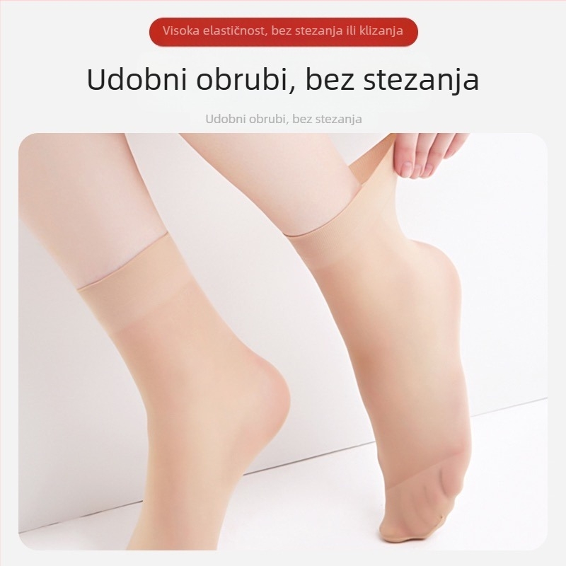 Langsha Ženske ultra-tanke najlon čarape – nevidljive, jednofarbne, srednje duljine čarape, mercerisani završetak, 80–90% najlona, za ljeto