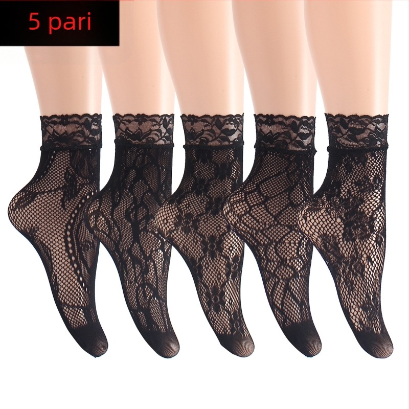 Korejskog stila proljetno-ljetne seksi mrežaste čarape s otvorenim jacquard uzorkom, ultra tanke, prozračne crne, set od 4 para