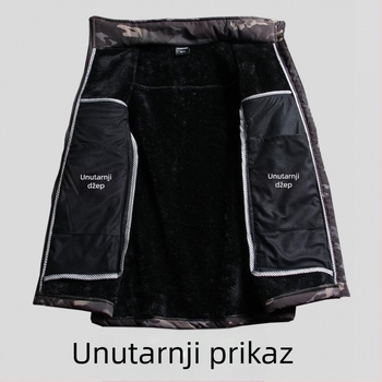R9T Muška zimna jakna s fleesom i kamuflažnim uzorkom, za biciklizam na otvorenom, vjetrootpornost i funkcionalnost