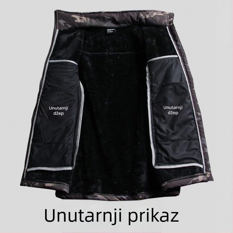 R9T Muška zimna jakna s fleesom i kamuflažnim uzorkom, za biciklizam na otvorenom, vjetrootpornost i funkcionalnost