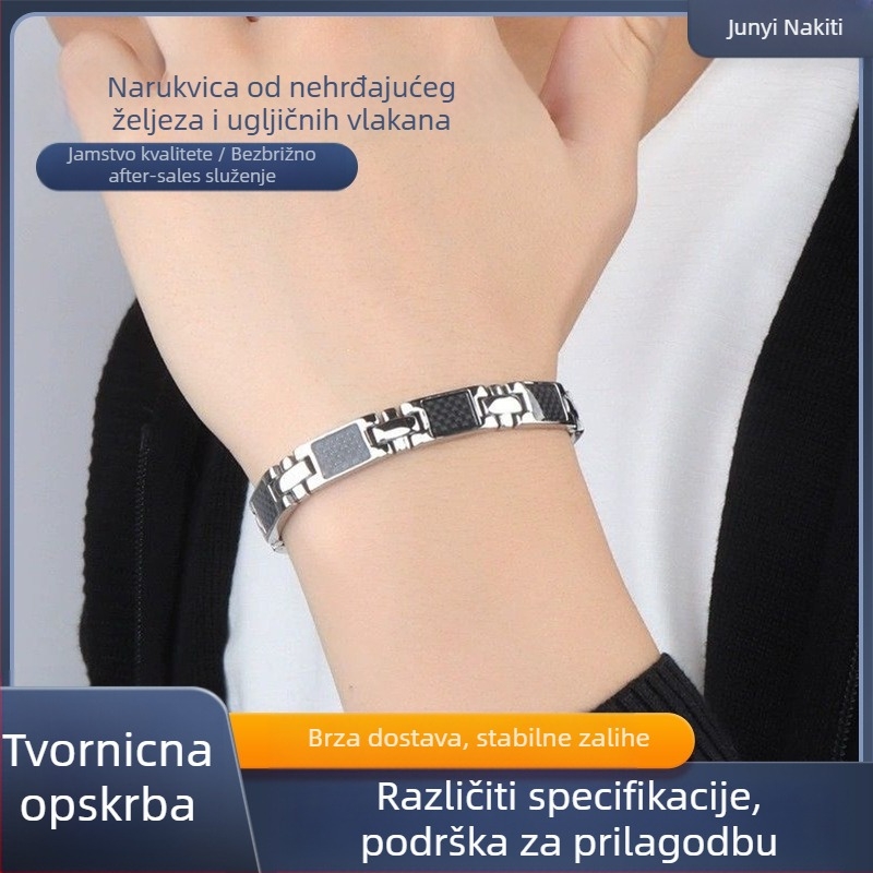 Junyi Titanij-Čelična Geometrijska Unisex Narukvica, Polirani Završetak, Nakit