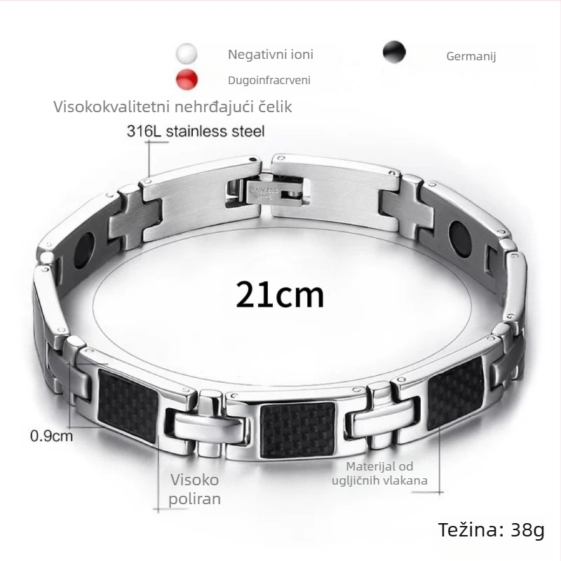 Junyi Titanij-Čelična Geometrijska Unisex Narukvica, Polirani Završetak, Nakit