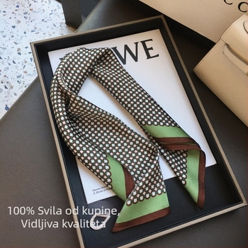 Mali kvadratni svileni šal, 100% svila, ravna tkanina, otisak, ljeto