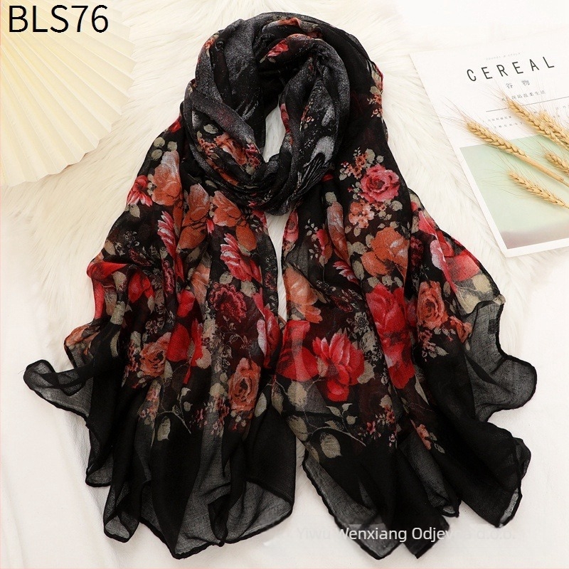 Šal Bali od Bali vlakna, ravno tkanje, topao za sve sezone, dugački šál, retro stil književnosti i umjetnosti