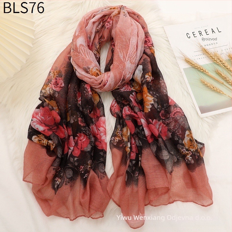 Šal Bali od Bali vlakna, ravno tkanje, topao za sve sezone, dugački šál, retro stil književnosti i umjetnosti