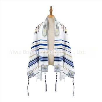 Unisex šal s vezom i žakard poliestrom, motiv totem, tisak, ekstra dugačak