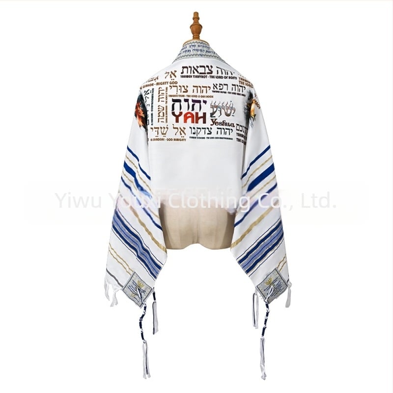 Unisex šal s vezom i žakard poliestrom, motiv totem, tisak, ekstra dugačak