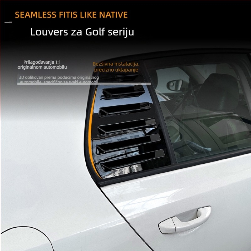 AMP-Z ABS naljepnica za karoseriju za Volkswagen Golf GTI Mk6/Mk7/Mk8 – Piano crna karbonska tekstura, lijepljenje ljepilom