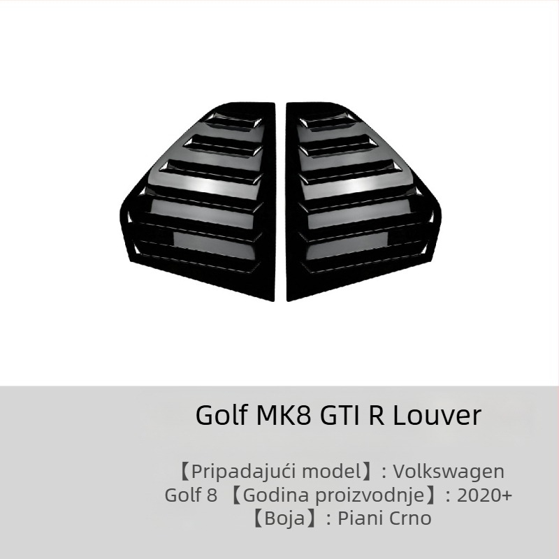 AMP-Z ABS naljepnica za karoseriju za Volkswagen Golf GTI Mk6/Mk7/Mk8 – Piano crna karbonska tekstura, lijepljenje ljepilom