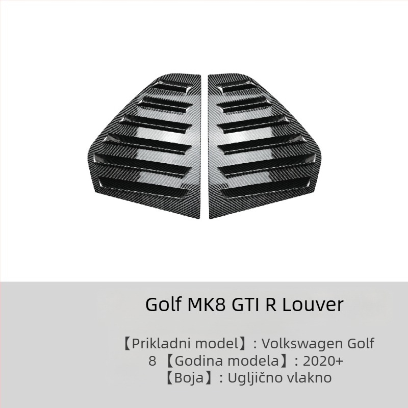 AMP-Z ABS naljepnica za karoseriju za Volkswagen Golf GTI Mk6/Mk7/Mk8 – Piano crna karbonska tekstura, lijepljenje ljepilom