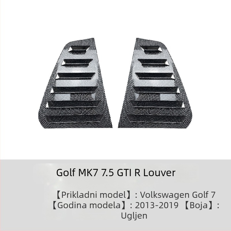 AMP-Z ABS naljepnica za karoseriju za Volkswagen Golf GTI Mk6/Mk7/Mk8 – Piano crna karbonska tekstura, lijepljenje ljepilom