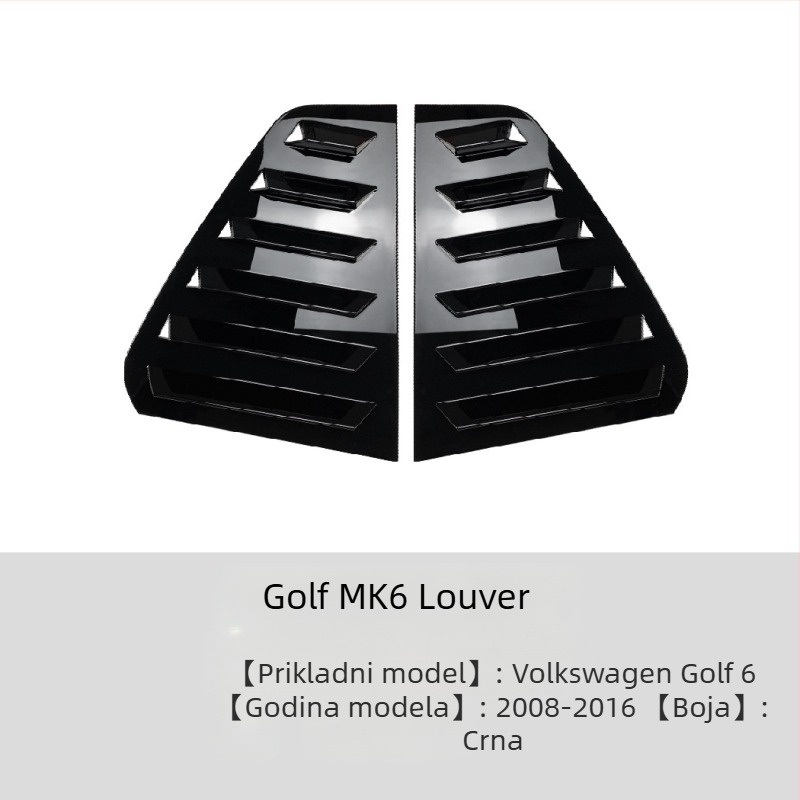 AMP-Z ABS naljepnica za karoseriju za Volkswagen Golf GTI Mk6/Mk7/Mk8 – Piano crna karbonska tekstura, lijepljenje ljepilom