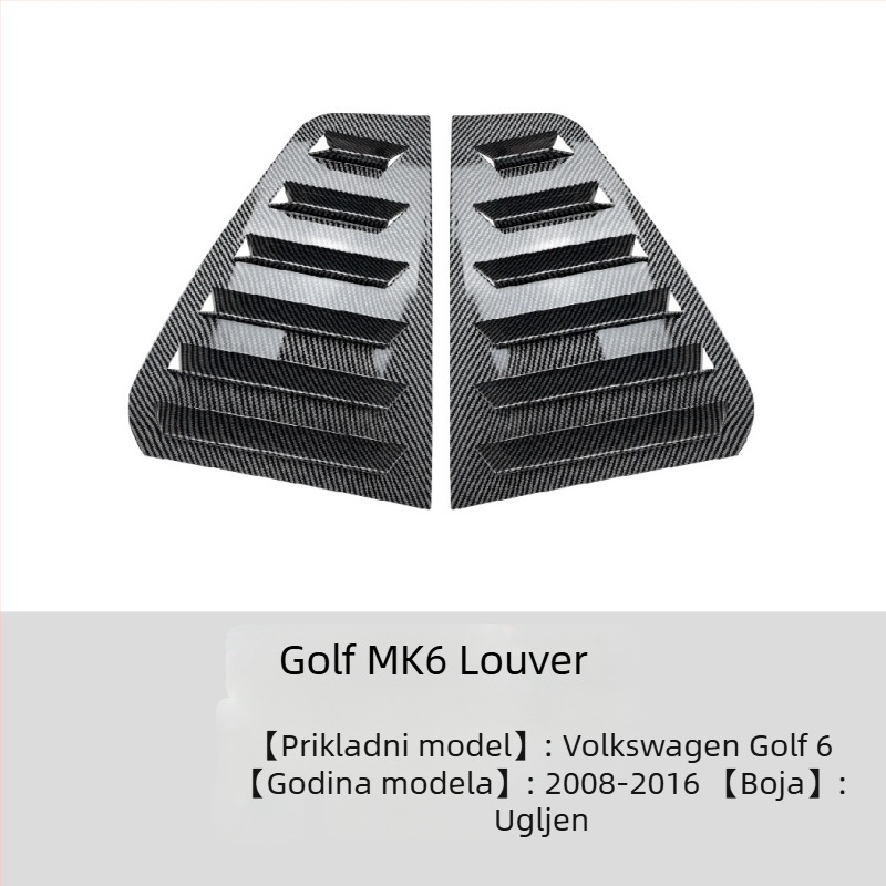 AMP-Z ABS naljepnica za karoseriju za Volkswagen Golf GTI Mk6/Mk7/Mk8 – Piano crna karbonska tekstura, lijepljenje ljepilom