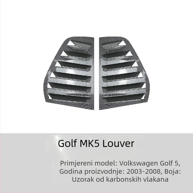 AMP-Z ABS naljepnica za karoseriju za Volkswagen Golf GTI Mk6/Mk7/Mk8 – Piano crna karbonska tekstura, lijepljenje ljepilom