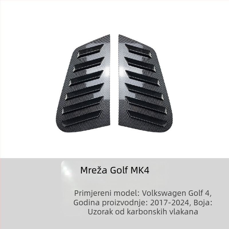 AMP-Z ABS naljepnica za karoseriju za Volkswagen Golf GTI Mk6/Mk7/Mk8 – Piano crna karbonska tekstura, lijepljenje ljepilom