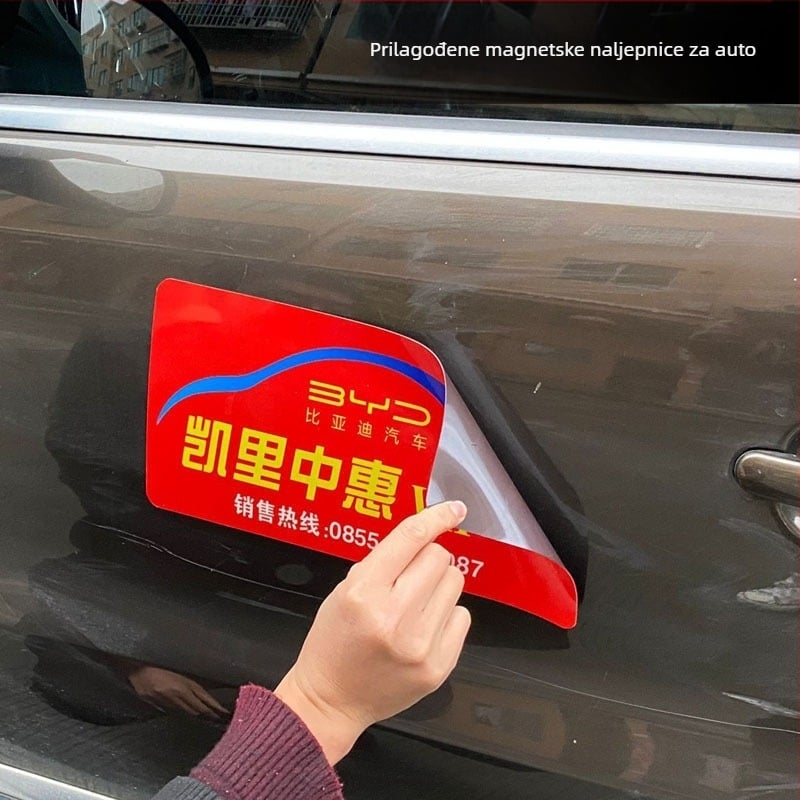 Magnetska naljepnica za auto – prilagodljiv dizajn, magnetski materijal, ugradnja magnetnom pastom, pogodno za željezne površine