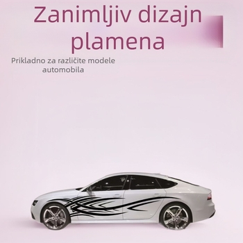 Vinil naljepnice za karoseriju automobila s plamenim dizajnom, set od 2 komada (lijevo-desno), prugasti uzorak, snažna adhezija, samoljepljiva instalacija