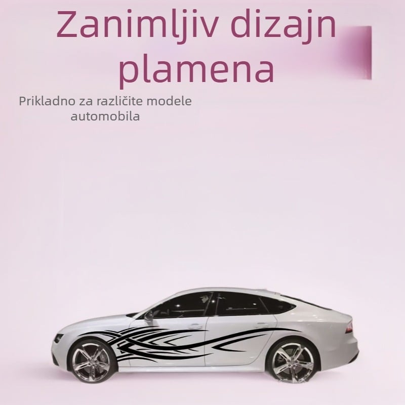 Vinil naljepnice za karoseriju automobila s plamenim dizajnom, set od 2 komada (lijevo-desno), prugasti uzorak, snažna adhezija, samoljepljiva instalacija