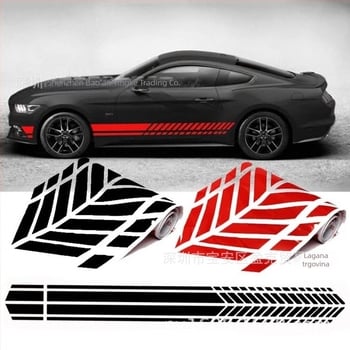 Naljepnica za bočni prag automobila s trkaćim prugama (Y-101, Universal) – vinil, jaka adhezija, prilagodljivo, za bočni prag automobila