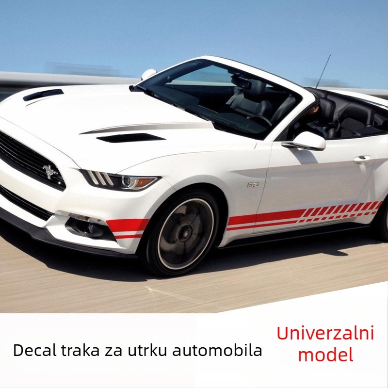 Naljepnica za bočni prag automobila s trkaćim prugama (Y-101, Universal) – vinil, jaka adhezija, prilagodljivo, za bočni prag automobila