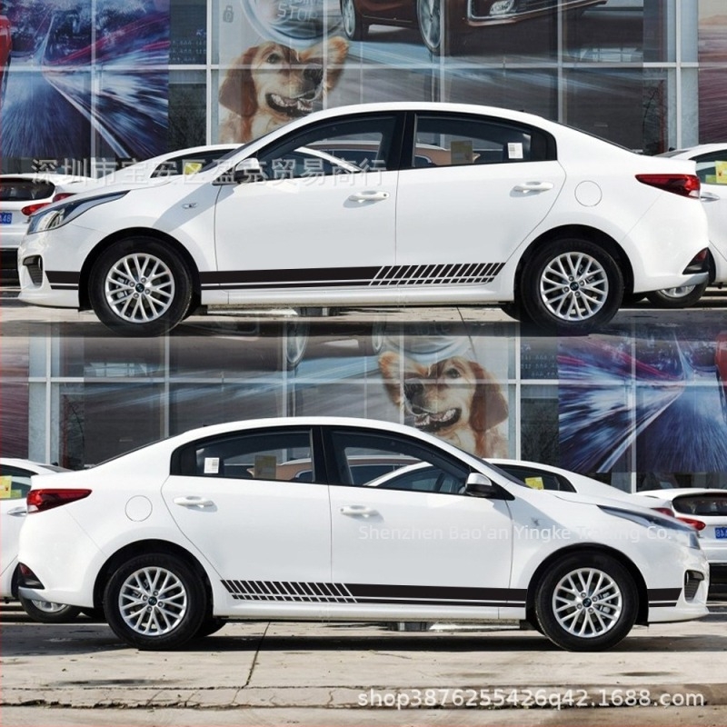 Naljepnica za bočni prag automobila s trkaćim prugama (Y-101, Universal) – vinil, jaka adhezija, prilagodljivo, za bočni prag automobila