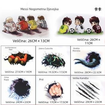 Naljepnica za karoseriju automobila, 3D materijal, crtani uzorak, snažna adhezija, za automobile