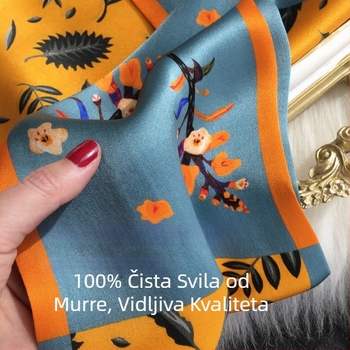 Šal od svile Mulberry, Hepburn stil, točkasti uzorak, satenski završetak