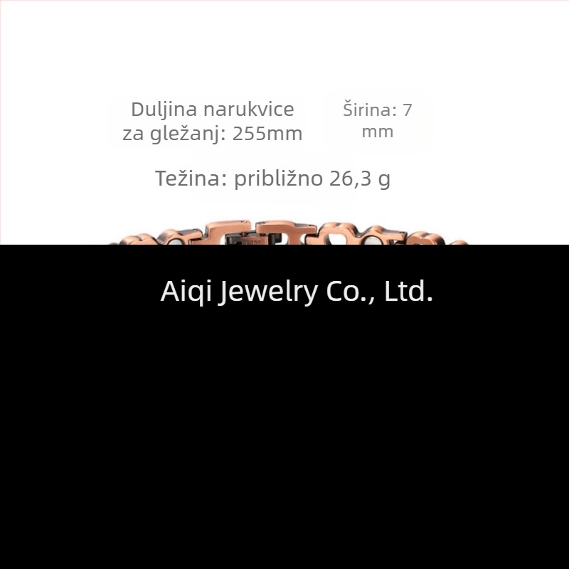 Magnetična bakrena narukvica za gležanj, srcolik dizajn, ženski stil, korejski stil, čista bakar