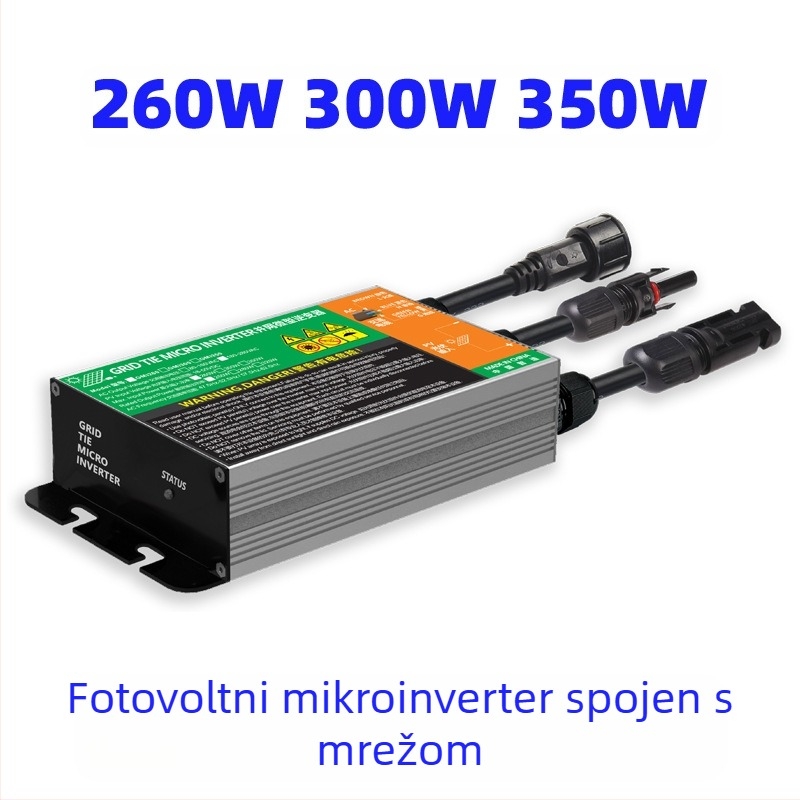 PV mikroinvertor mrežno povezivanje, ulaz 22-50V, izlaz 110/220V, do 320W, učinkovitost 92,5%, dimenzije 35x76x233 mm