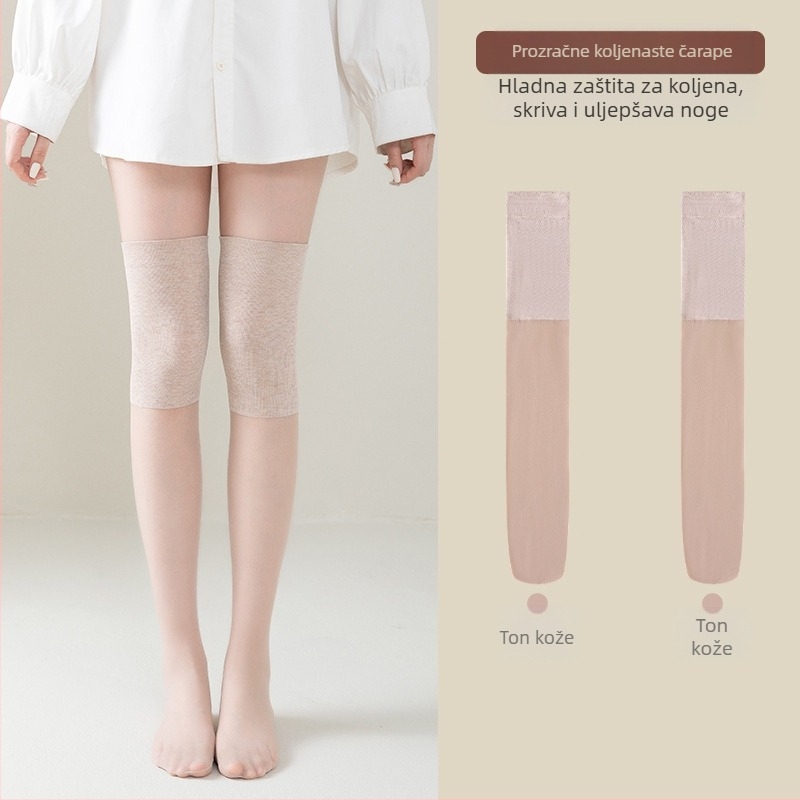 Ženske najlon čarape do koljena, tanke, jedne boje, s silikonskim protivkliznim gripom, anti-zakačivanje