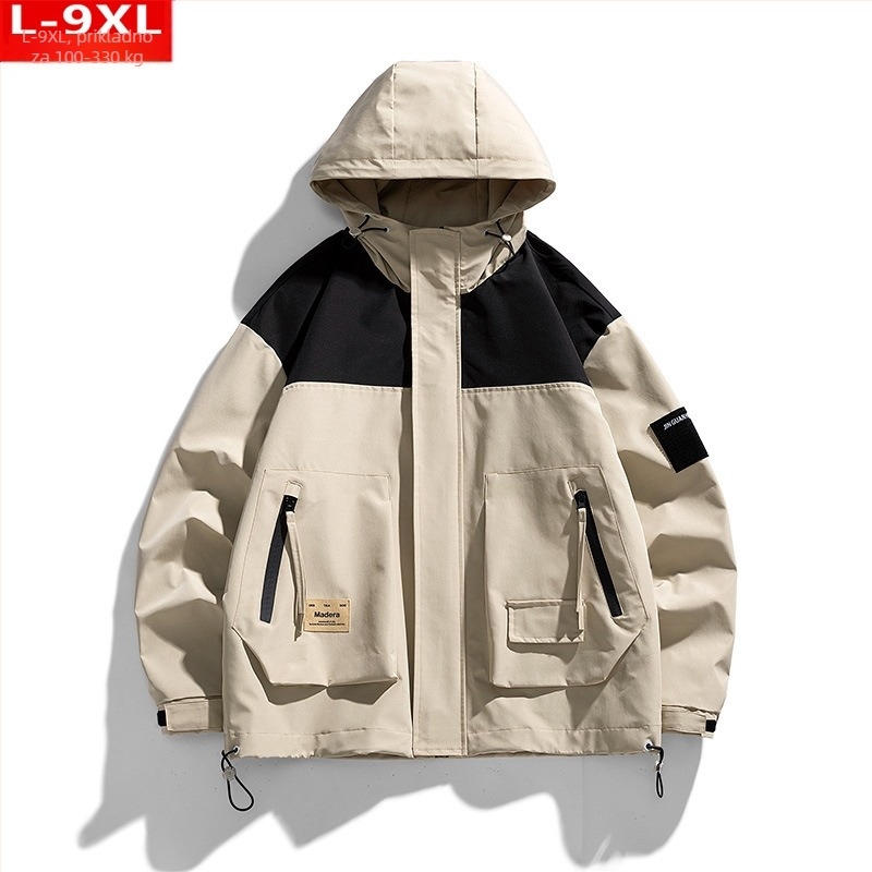 Jakna s kapuljom u hongkonškom stilu, slobodan kroj, prednji zatvarač, poliester tkanina, podstava poliester, pogodna za proljeće i jesen