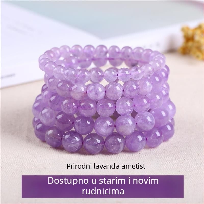 Ženska narukvica od ametistnog kristala u ljubičastoj lavandi boji, oblik životinje/zodijak, ručni dodatak