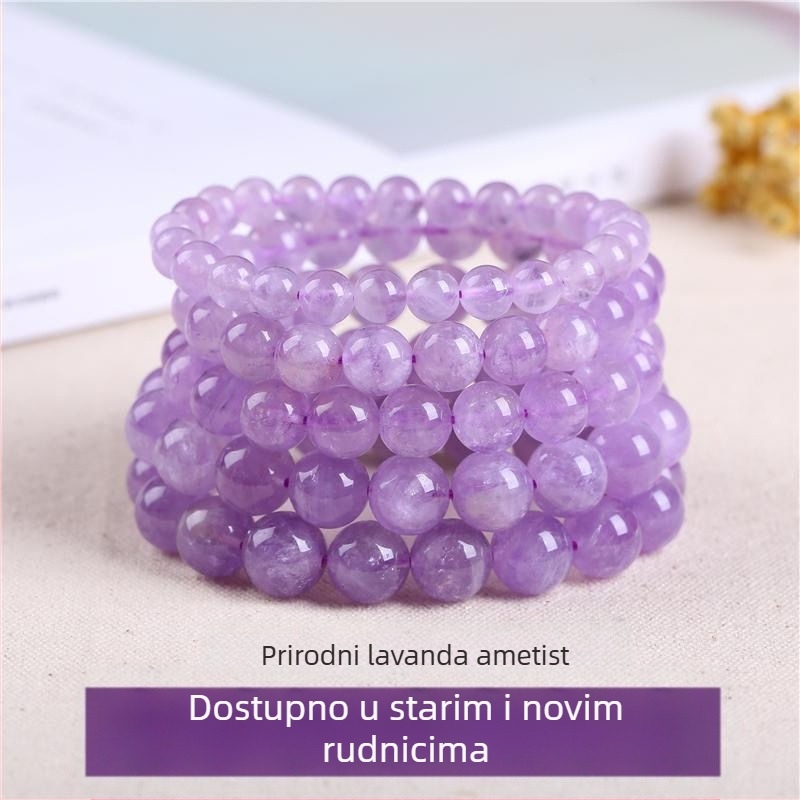 Ženska narukvica od ametistnog kristala u ljubičastoj lavandi boji, oblik životinje/zodijak, ručni dodatak