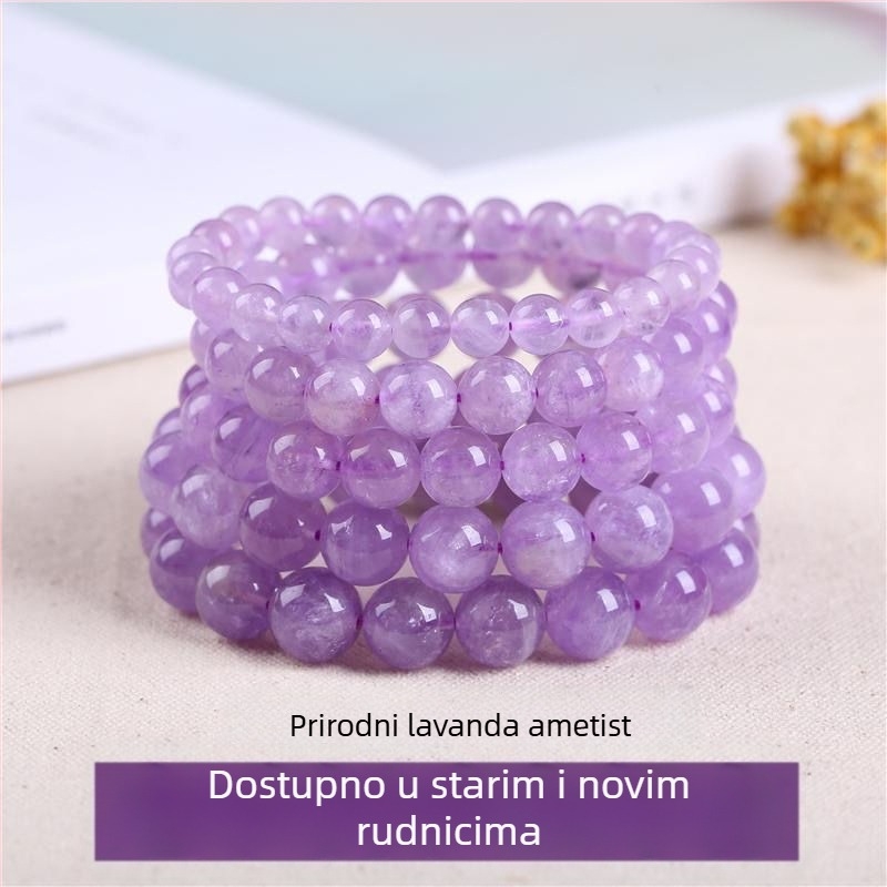 Ženska narukvica od ametistnog kristala u ljubičastoj lavandi boji, oblik životinje/zodijak, ručni dodatak