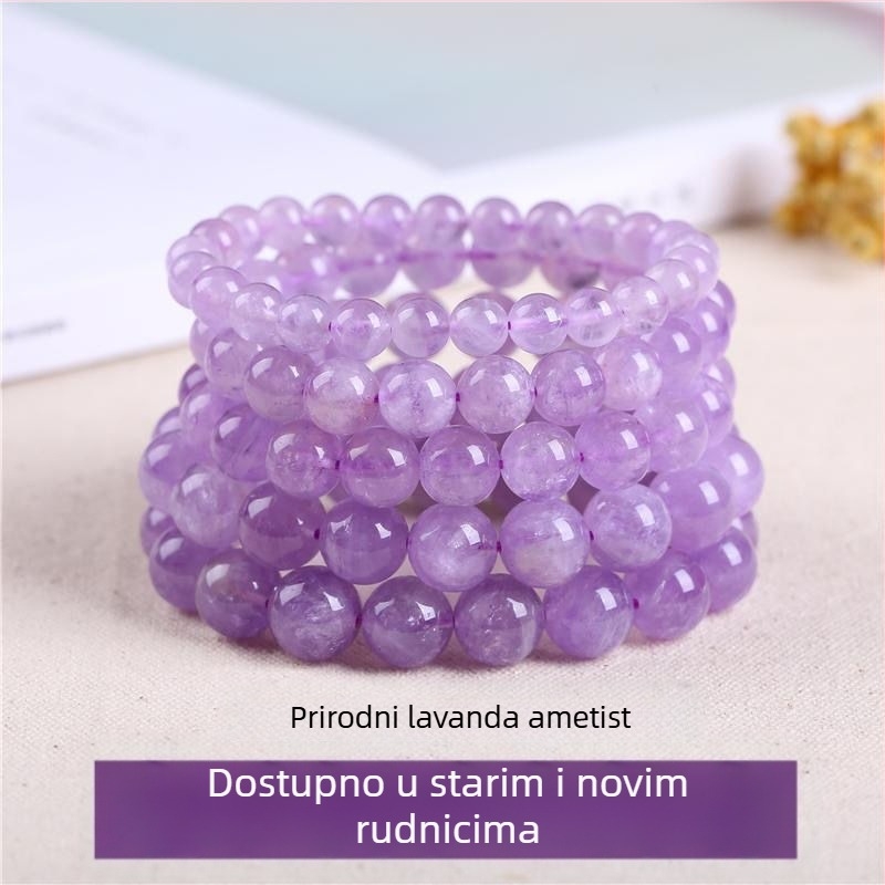 Ženska narukvica od ametistnog kristala u ljubičastoj lavandi boji, oblik životinje/zodijak, ručni dodatak