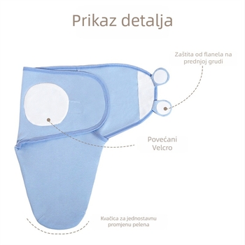 Mumu Bear dječji swaddle deka, 100% pamuk, za novorođenče, ljeto, težina do 0,5 kg